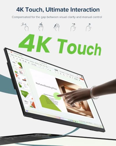 EVICIV Portable Monitor 4K Touchscreen 15.6", 3840 * 2160 UHD, 125% sRGB | 10-Point Touch Laptop Monitor, 2000:1, USB-C & MINI HDMI, VESA & Stand, Ultra-Slim Travel Screen for Computer, Game Consoles - size: 15.6-inch