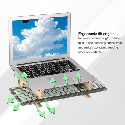 PATIKIL Wooden Laptop Stand, 1 Pack Dual-Use Laptop Stand Vertical Pine Wood Anti-Slip Ventilated Space-Saving Notebook Riser for 13-18 Inch Desk Tablets, Koi-Shaped - size: 13-18 Inch