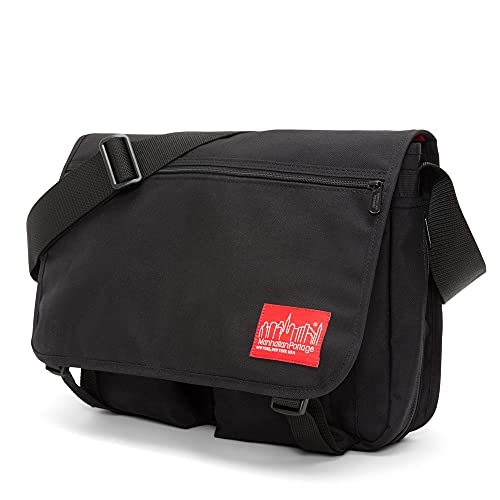 Manhattan Portage Europa Messenger Bag (Large) Expandable With Laptop Sleeve Water Resistant Luggage Attachment 1000D Cordura For Work College Travel (Black) - color: Black, size: Large