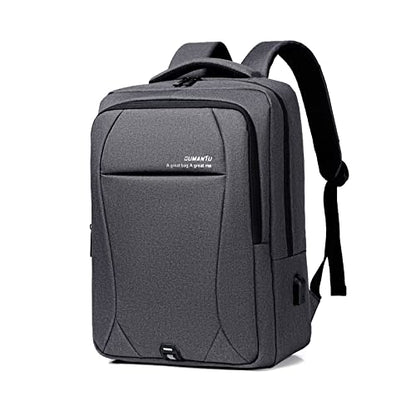 FANDARE 15.6 Inch Laptop Backpack for Men Women Business Travel Backpack with USB Charging Port & Luggage Strap Large Waterproof Polyester Carry On Backpack Gray - color: Gray