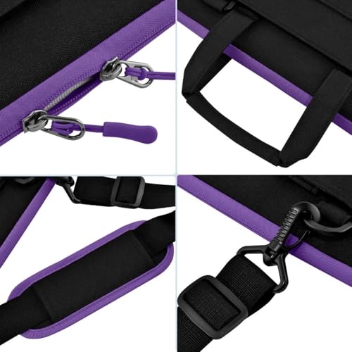 Laptop Case 15.6 inch Shoulder Bag, Durable Shockproof Protective Computer Carrying Briefcase with Multi-Pockets and Strap Compatible with Most 15.6 inch Notebooks,Black-Purple - color: Black-purple, size: 15.6"
