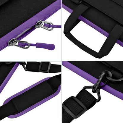 Laptop Case 15.6 inch Shoulder Bag, Durable Shockproof Protective Computer Carrying Briefcase with Multi-Pockets and Strap Compatible with Most 15.6 inch Notebooks,Black-Purple - color: Black-purple, size: 15.6"