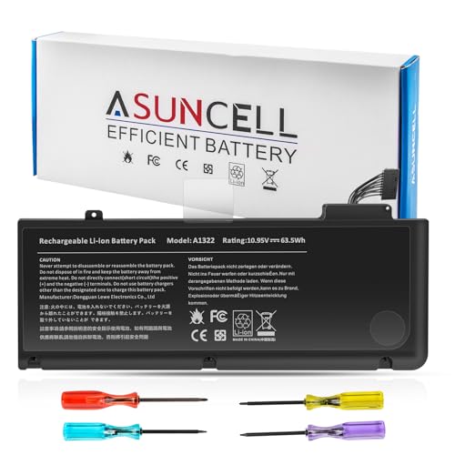 ASUNCELL A1322 A1278 Laptop Battery for MacBook Pro 13" Mid 2012 2010 Late 2011 Early 2011 661-5229 661-5557 020-6547-A 020-6765-A - size: A1322 9.65 * 5.04 * 0.81 in