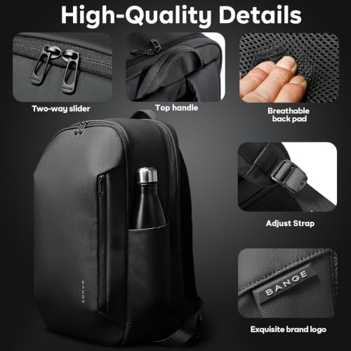BANGE Business Smart Backpack for Men and Women，can holds 15.6 Inches Laptop Backpack, Waterproof Commute Work Travel Backpack, Flight Carry-On (black) - color: Black