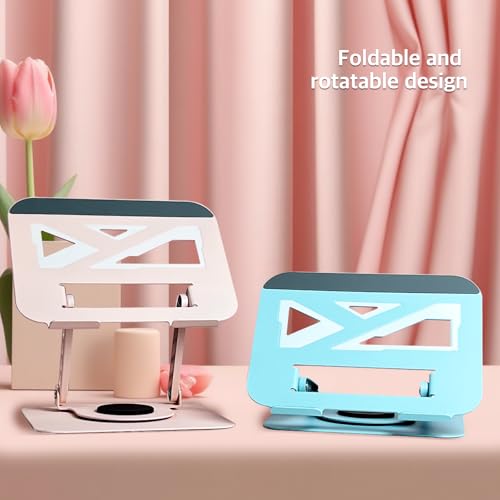 3-Year Swivel Laptop Stand -360°Rotating,Ergonomic Adjustable Metal Design,Fits10-16 Laptops,Ideal for Office&Travel,Foldable&Portable,Mechanical Style,Perfect for Women (Pink) - color: Pink