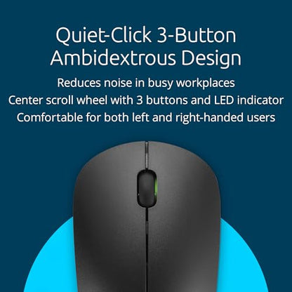 Kensington MY230 EQ Wireless Rechargeable Mouse, Ambidextrous Design, Quiet-Click, 2.4GHz, Bluetooth 5.0, Black (K75303NA) - size: Rechargeable Mouse