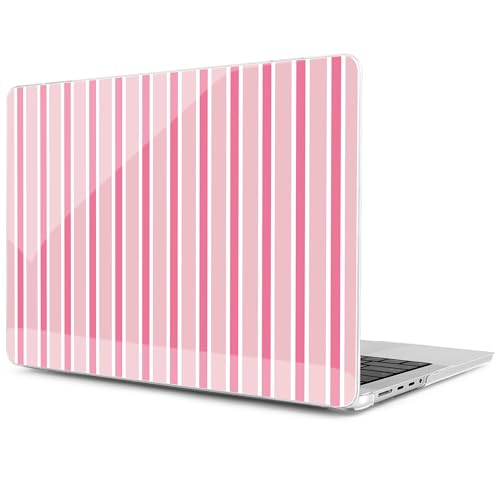 MEEgoodo Compatible with MacBook Pro 14 inch Case (M5/M4/M3/M2/M1) Pro/Max 2026 2025 2024 2023 2021,Case Fit Model A3427/A3426/A3434/A3112/A3401/A3185/A2918/A2992/A2779/A2442, Light Pink&White Stripes - color: Light Pink&White Stripes