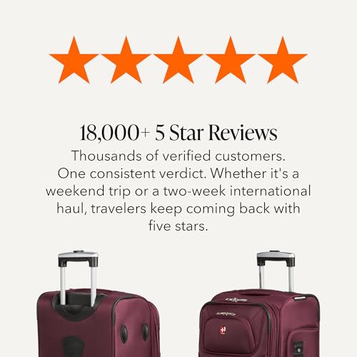SWISSGEAR Sion Carry-On Spinner Luggage, Softside Expandable, Lightweight Suitcase, Merlot, 22.75-Inch - color: Merlot, size: Carry-On