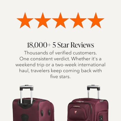 SWISSGEAR Sion Carry-On Spinner Luggage, Softside Expandable, Lightweight Suitcase, Merlot, 22.75-Inch - color: Merlot, size: Carry-On