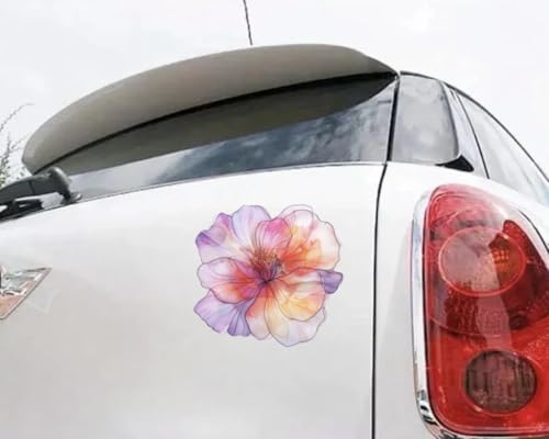 MAKTEM Pink Camelia Flower Car Decal, Holographic Waterproof Removable Auto Decoration, Outdoor Decal for Car Vehicle Truck Window Laptop, 4.5x4.5inch, 1PC (One Pink)