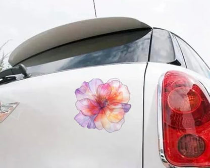 MAKTEM Pink Camelia Flower Car Decal, Holographic Waterproof Removable Auto Decoration, Outdoor Decal for Car Vehicle Truck Window Laptop, 4.5x4.5inch, 1PC (One Pink)