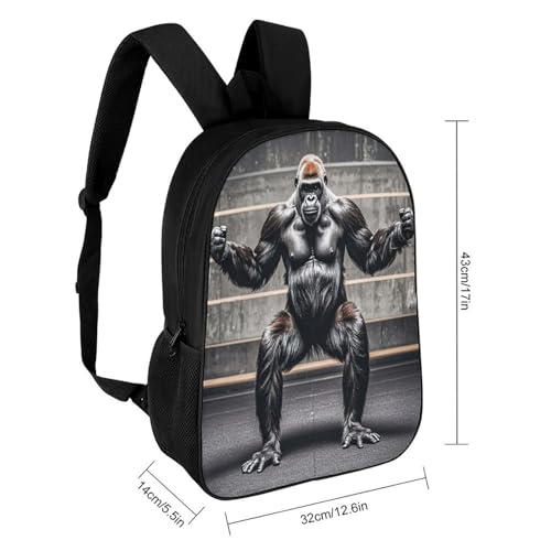 17-Inch Laptop Backpack Water-Resistant Gorillas Fitness Daypack with Shoulder Strap Lightweight Casual Rucksack for Travel Commuter Hiking Outdoor Activities 20l Black