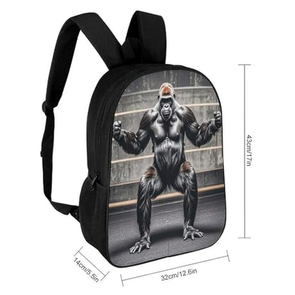 17-Inch Laptop Backpack Water-Resistant Gorillas Fitness Daypack with Shoulder Strap Lightweight Casual Rucksack for Travel Commuter Hiking Outdoor Activities 20l Black