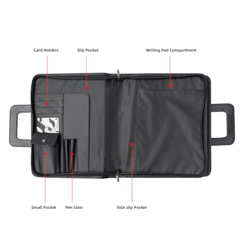 Mens Leather Briefcases Office Attorney Attache Case Ideal Gift Messenger Bag w/Padded Compartment,Black - color: Black - Fits 14" Laptop W/ Built in Portfolio
