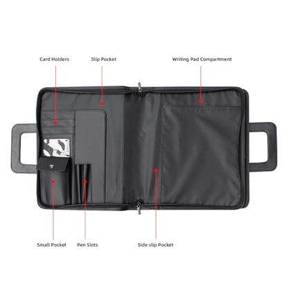 Mens Leather Briefcases Office Attorney Attache Case Ideal Gift Messenger Bag w/Padded Compartment,Black - color: Black - Fits 14" Laptop W/ Built in Portfolio