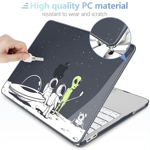MEEgoodo Printed Case for New MacBook Neo 13 inch 2026 Release(Fit Model A3404), Laptop Hard Shell Cases with Keyboard Skin & Screen Protector & Webcam Covers, Astronauts & Alien - color: Astronauts & Alien