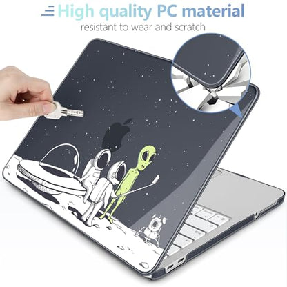 MEEgoodo Printed Case for New MacBook Neo 13 inch 2026 Release(Fit Model A3404), Laptop Hard Shell Cases with Keyboard Skin & Screen Protector & Webcam Covers, Astronauts & Alien - color: Astronauts & Alien