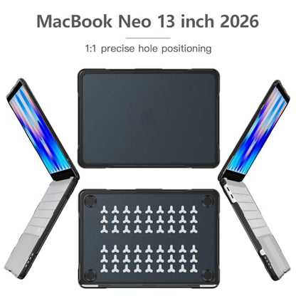 Batianda Ultimate Rugged Case for MacBook Neo 13 Inch 2026, Black | Fits Model A3404, Shock-Absorbing TPU Bumper, Carbon Fiber Side Texture, Matte Rugged Shockproof Hybrid Protective Shell - color: Black