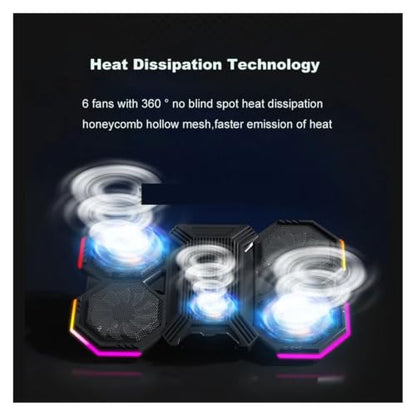 Gaming Laptop Cooler Pad Six Fan 15.6 Inch Adjustable Notebook Stand RGB Fast Heat Dissipation with 2 USB Ports(C) - color: C