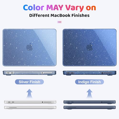 May Chen Compatible with MacBook Neo 13 inch Case 2026 Model A3404, Plastic Hard Shell,Keyboard Cover,Screen Protector,Dust Plug, for MacBook Neo 13" with A18 Pro Chip, Glitter Indigo - color: Glitter Indigo
