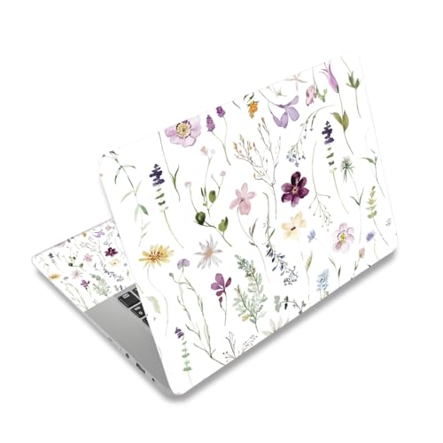Laptop Decal Sticker Skin Cover, 12" 13.1" 13.3" 14" 15" 15.4" 15.6" Laptop Netbook Vinyl Art Skin Sticker Cover Notebook PC Protector (2 Wrist Pad Included), Removable Reusable, Purple Floral - color: Purple Floral