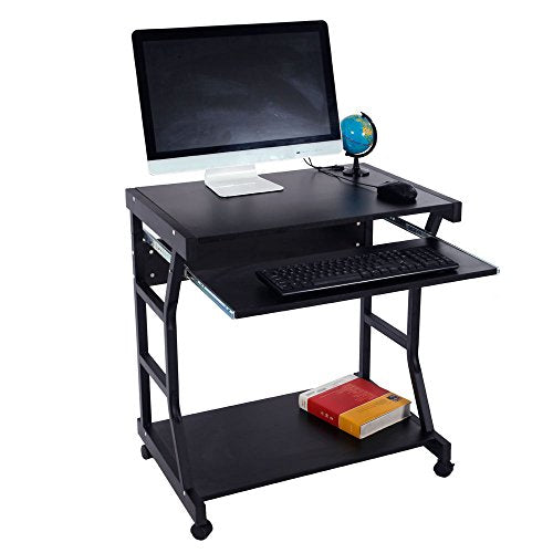 Fixed Height Mobile Computer Desk - Rolling Laptop Stand Cart, Small Standing Portable Overbed Bedside Desk - color: D