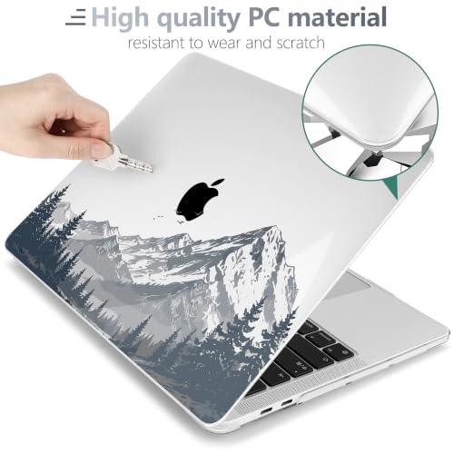 Batianda AstroGrid Case for MacBook Pro 13 inch 2020 2022, Misty Mountain | Fits Model A2338 M2 M1 A2251 A2289,1.2mm Slim Lightweight Hard Shell Cover, Scratch Resistant,4-in-1 Accessories Bundle - color: Misty Mountain