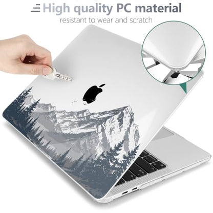 Batianda AstroGrid Case for MacBook Pro 13 inch 2020 2022, Misty Mountain | Fits Model A2338 M2 M1 A2251 A2289,1.2mm Slim Lightweight Hard Shell Cover, Scratch Resistant,4-in-1 Accessories Bundle - color: Misty Mountain
