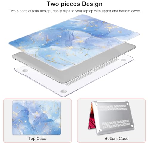 Compatible with MacBook Air 13 inch Case 2021 2020 2019 2018 M1 A2337 A2179 A1932 with Retina Display & Touch ID, Pattern Plastic Hard Shell Case Keyboard Cover Screen Flim, Blue Marble - color: Blue Marble
