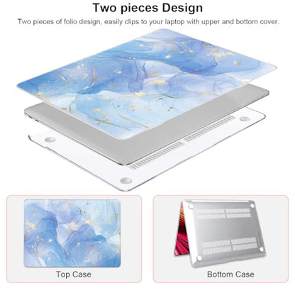Compatible with MacBook Air 13 inch Case 2021 2020 2019 2018 M1 A2337 A2179 A1932 with Retina Display & Touch ID, Pattern Plastic Hard Shell Case Keyboard Cover Screen Flim, Blue Marble - color: Blue Marble