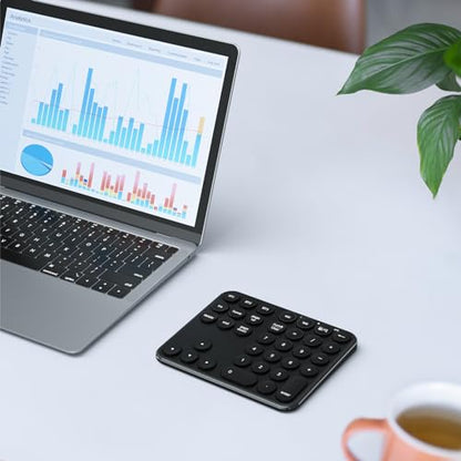 iClever Bluetooth Number Pad, Multi-Device Wireless Numeric Keypad, USB-C Rechargeable, 35 Keys Portable Numpad for Data Entry, Financial Accounting, Compatible with Laptop, Mac, iMac, Tablet, PC