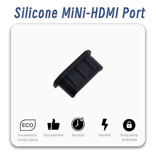 10 PCS Mini-HDMI Port Anti-dust Plugs, Silicone Covers Caps Stoppers, Port Protector for TV Computer Digital Socket Printer, 0.39 x 0.1 (LxW) - size: Mini-HDMI/Black/10 PCS