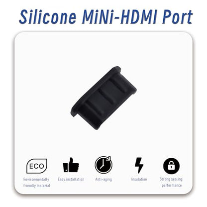 10 PCS Mini-HDMI Port Anti-dust Plugs, Silicone Covers Caps Stoppers, Port Protector for TV Computer Digital Socket Printer, 0.39 x 0.1 (LxW) - size: Mini-HDMI/Black/10 PCS