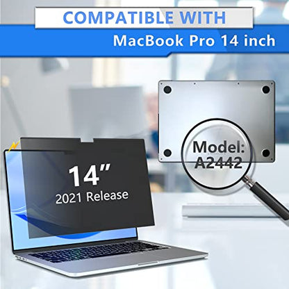 ZOEGAA Privacy Screen Protector for MacBook Pro 14 inch (2021~2026). | 1 Install Ways; Camera Cover; Anti Bule Light/Glare; Compatible With 2021~2026 (M1, M2, M3, M4, M5, Pro, Max). - size: MacBook Pro 14 inch (2021-2024, M1 M2 M3 M4)