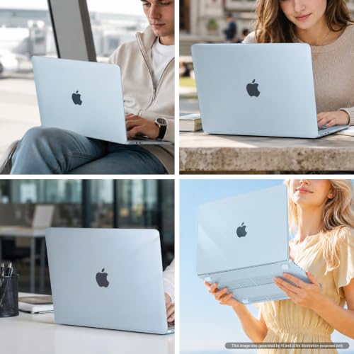 MOSISO Compatible with MacBook Air 15 inch Case M5 2026 M4 M3 M2 2025-2023 | A3448 A3241 A3114 A2941, Scratch-Resistant Protective Hard Shell Case&Keyboard Cover&ScreenFilm&Pouch, Crystal Sky Blue - color: Crystal Sky Blue