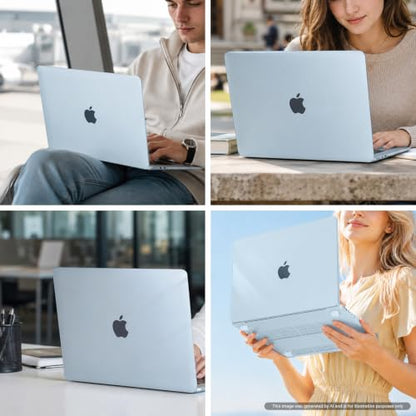 MOSISO Compatible with MacBook Air 15 inch Case M5 2026 M4 M3 M2 2025-2023 | A3448 A3241 A3114 A2941, Scratch-Resistant Protective Hard Shell Case&Keyboard Cover&ScreenFilm&Pouch, Crystal Sky Blue - color: Crystal Sky Blue