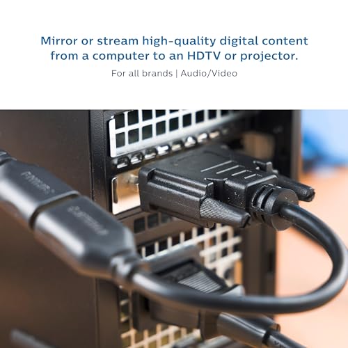 Philips DVI to HDMI Adapter, 4K @ 30 Hz, Works with Smart TVs, Roku, Fire Stick, Blu Ray, Streaming Devices, Monitors, Projectors, SWV9200H/27, Black - size: 1 Pack, style: DVI to HDMI