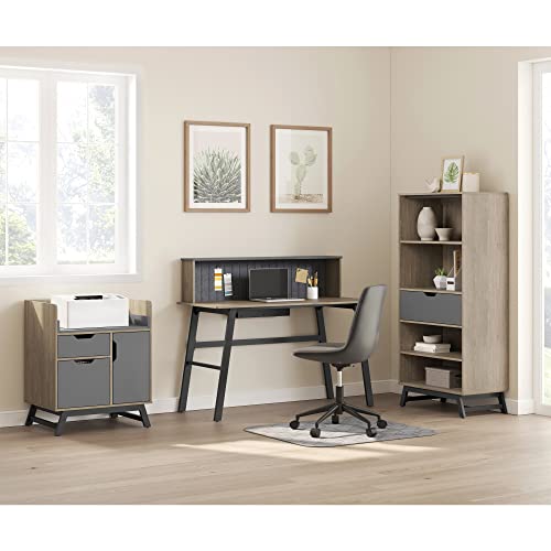 Realspace® Nashira 27"W Printer Stand with Charging Station, Light Oak/Gray