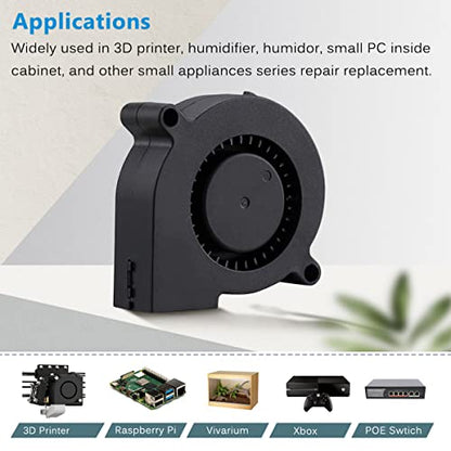 GDSTIME 50mm USB Blower Fan with 3 Speeds Control 5015 5V Turbine Turbo Fan | 50mm x 15mm, DC Brushless, Small Appliances Series Replacement, for Cosplay Helmet, Vivarium, Mini PC Cooling Ventilation - size: 50mm x 15mm