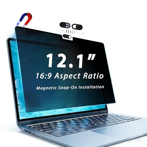 12.1 Inch 16:9 Laptop Privacy Screen, Magnetic Privacy Filter, Removable Anti-Spy Screen Protector, Universal Computer Privacy Shield for 12.1" Laptops, Compatible with Dell, HP, Lenovo, Asus (Universal 12.1” (16:9) – 10.55” × 5.94”) - size: 12.1” (16:9)