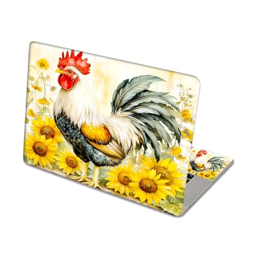 Aesthetic Laptop Skin Sticker, Rooster Among Sunflowers Waterproof Vinyl Laptop Decal, Removable Bubble Free, Reusable Protective Cover for 13 14 15 15.6 Inch - color: Rooster Among Sunflowers