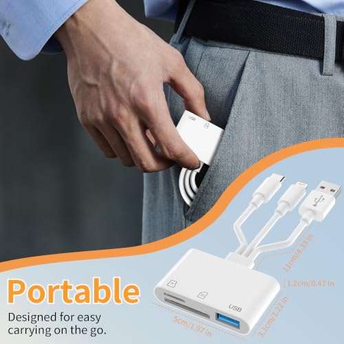 SD Card Reader for iPhone iPad Mac, 3-in-1 USB-C & Lightning & USB-A MicroSD/SD Adapter, Plug & Play Camera Adapter to iPhone, High-Speed Memory Card Reader for Digital Camera Trail Camera,Laptop