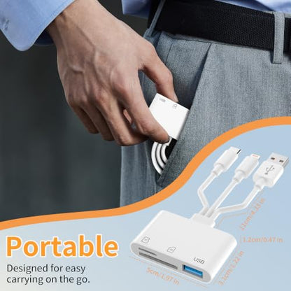 SD Card Reader for iPhone iPad Mac, 3-in-1 USB-C & Lightning & USB-A MicroSD/SD Adapter, Plug & Play Camera Adapter to iPhone, High-Speed Memory Card Reader for Digital Camera Trail Camera,Laptop