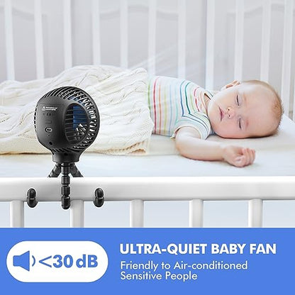WiHoo Portable Stroller Fan, 11H Ultra-long Battery Life 3 Speed 360°Rotate, USB Rechargeable or Battery Operated Cooling Clip On Personal Fan for Baby Crib Travel Car Seat Black - color: Black