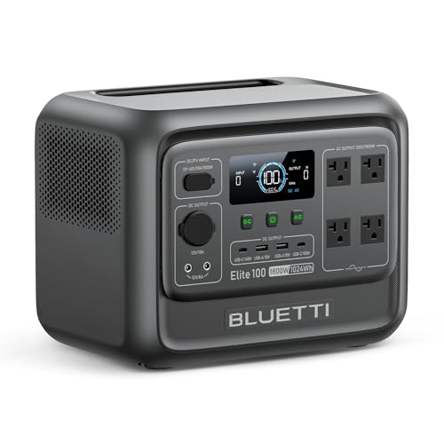 BLUETTI Elite 100 V2 Portable Power Station, 1024Wh LFP Battery Backup w/ 4 1800W AC Ports (3600W Surge), 35% Smaller, Fast Charge and UPS Solar Generator for Camping, Road Trip, Outages, Home Backup - style: BLUETTI Elite 100 V2