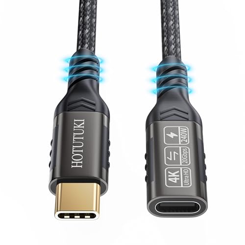 short type c extension cable 1.65ft/0.5M,240W PD Fast Charging 20 Gbps usb c 3.2 gen 2 extension cable ,c cable male to female, Compatible with laptop, docking station, charger extension cable - size: 1.65 ft
