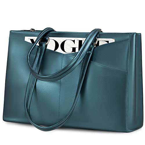 LOVEVOOK Laptop Tote Bag for Women,Computer Briefcase for Work Office | Fits 15.6 Inch Laptop, Waterproof Front Pocket, Shoulder Strap, Large Purse for Business Office Work, Pearl Green - color: Pearl Green 15.6 Inch, size: 15.6 inch
