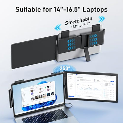 Laptop Screen Extender, 14" FHD 1080P IPS Laptop Monitor Extender with USB C/HDMI Port, Plug and Play Screen Portable Extended Monitor for 14"-15.6" Laptops - size: 14" Dual