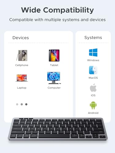 UGREEN K551 Slim Quiet Wireless Bluetooth 78Keys Keyboard, 3-Device Free Switching with Bluetooth & 2.4G, Compatible with Windows/macOS/iOS/Android, Works with MacBook, Lenovo, HP