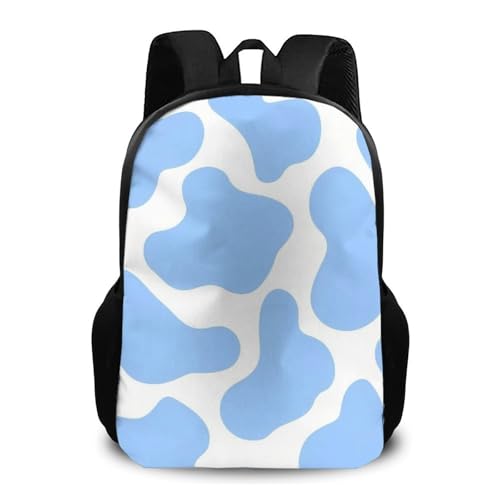 Women's Waterproof College Gym Backpack, Lightweight Large Travel Backpack, Casual Day Pack, Laptop Backpack Light Blue Animal Cow Print - color: Color571
